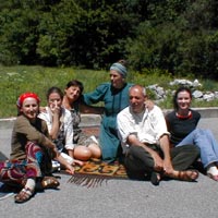 foto ricordo sui tappeti in feltro